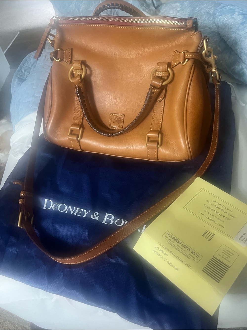 Dooney & Bourke Natural Florentine Leather Satchel with Braided Handle